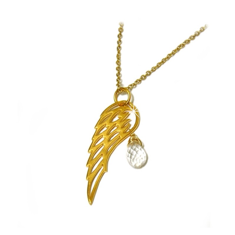 Halskette 925-er Sterling Silber vergoldet Flügel Ting